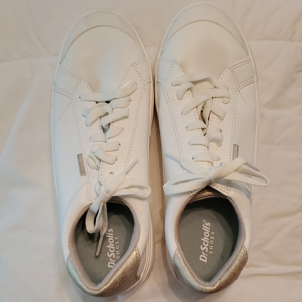 Dr. Scholl's White and Gold Sneakers